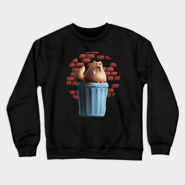 Trashcan Cat Crewneck Sweatshirt by Gavin Otteson Art